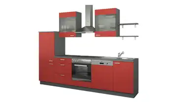 Küchenzeile ohne Elektrogeräte Hamburg Rot, matt Rot / Anthrazit Ausführung links