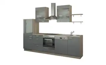 Küchenzeile ohne Elektrogeräte Hamburg Anthrazit, Hochglanz Anthrazit / Bergeiche (Nachbildung) Ausführung links