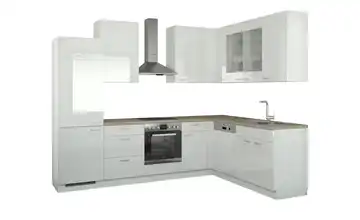 Winkelküche ohne Elektrogeräte München Weiß, Hochglanz Weiß Ausführung links