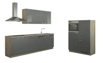 Küchenzeile ohne Elektrogeräten Chemnitz Anthrazit, Hochglanz Anthrazit / Bergeiche (Nachbildung) Ausführung rechts