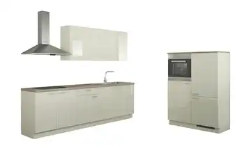 Küchenzeile ohne Elektrogeräten Chemnitz Creme, Hochglanz Magnolia (Creme) Ausführung rechts