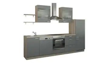 Küchenzeile ohne Elektrogeräte Hamburg Anthrazit, matt Anthrazit / Bergeiche (Nachbildung) Ausführung rechts