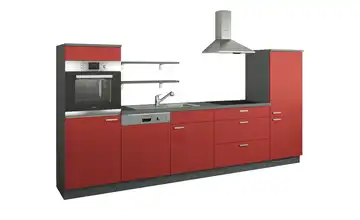 Küchenzeile ohne Elektrogeräte Kassel Rot, matt Rot / Anthrazit Ausführung rechts