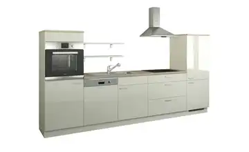 Küchenzeile ohne Elektrogeräte Kassel Creme, Hochglanz Magnolia (Creme) Ausführung rechts