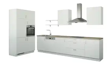 Küchenzeile ohne Elektrogeräte Usedom Weiß, matt Weiß Ausführung links