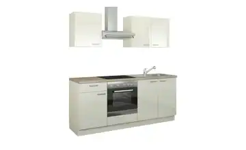 Küchenzeile mit Elektrogeräten Binz Creme, Hochglanz Magnolia (Creme) Ausführung links