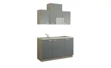 Küchenzeile mit Elektrogeräten Aue Anthrazit, Hochglanz Anthrazit / Bergeiche (Nachbildung) Ausführung rechts