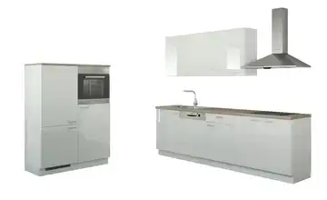 Küchenzeile ohne Elektrogeräten Chemnitz Weiß, Hochglanz Weiß Ausführung links