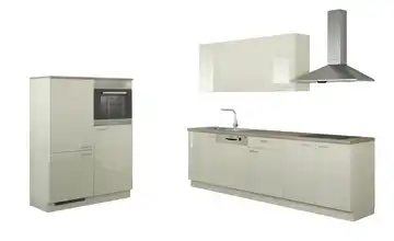 Küchenzeile ohne Elektrogeräten Chemnitz Creme, Hochglanz Magnolia (Creme) Ausführung links