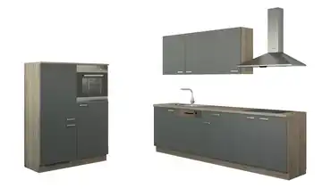 Küchenzeile ohne Elektrogeräten Chemnitz Anthrazit, matt Anthrazit / Bergeiche (Nachbildung) Ausführung links