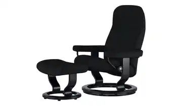 Stressless Relaxsessel mit Hocker schwarz - Leder Consul S