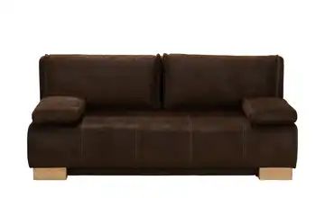 Braunes Schlafsofa dunkelbraun - Mikrofaser Hanno