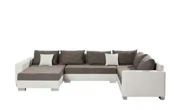 smart Wohnlandschaft weiß/grau - Kunstleder/Webstoff Anne
