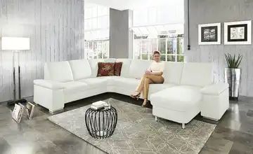 meinSofa Wohnlandschaft weiß - Leder Elsa