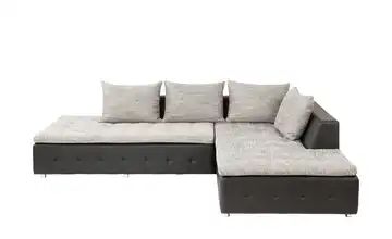 smart Ecksofa schwarz/grau - Kunstleder/Webstoff Salvia