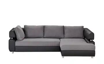 switch Zweifarbiges Ecksofa schwarz/grau - Kunstleder/Webstoff Panama