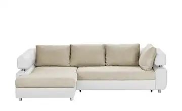 switch Ecksofa weiß/beige - Kunstleder/Webstoff Panama