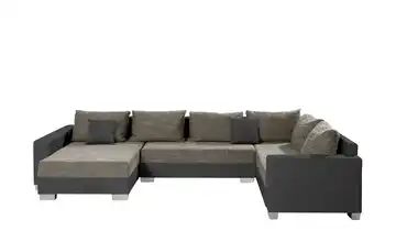 smart Wohnlandschaft schwarz/grau - Kunstleder/Webstoff Anne