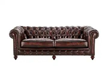 uno Sofa 3-sitzig Leder braun - Leder Chesterfield