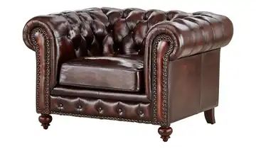 uno Sessel braun - Leder Chesterfield