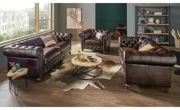 uno Sessel braun - Leder Chesterfield