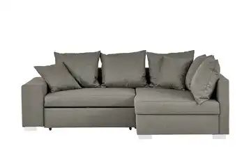 smart Ecksofa mit Schlaffunktion grau-braun - Flachgewebe Lena