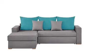 smart Ecksofa grau/petrol - Flachgewebe Anna