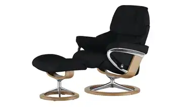 Stressless Relaxsessel mit Hocker Reno L Signature L Schwarz Eiche