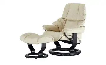 Stressless Relaxsessel mit Hocker creme - Leder Reno S