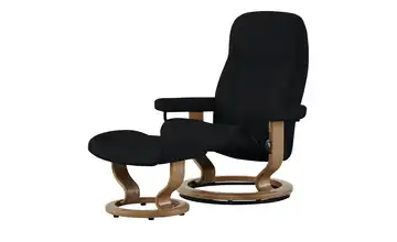 Stressless Relaxsessel mit Hocker Leder Consul S Classic S Schwarz Eiche