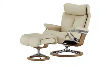 Stressless Relaxsessel mit Hocker Leder Magic M Signature M Creme Eiche