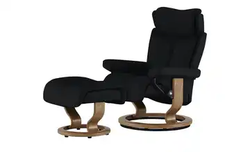 Stressless Relaxsessel mit Hocker Leder Magic S Classic S Schwarz Eiche