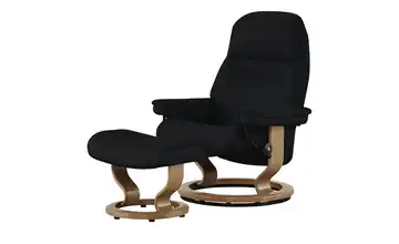 Stressless Relaxsessel mit Hocker Leder Sunrise M Classic M Schwarz Eiche