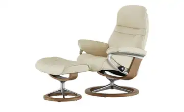 Stressless Relaxsessel mit Hocker Leder Sunrise M Signature M Creme Eiche