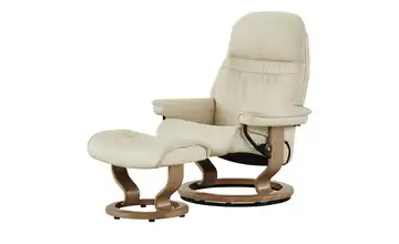 Stressless Relaxsessel mit Hocker Leder Sunrise S Creme S Classic Eiche