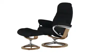 Stressless Relaxsessel mit Hocker Leder Sunrise S Signature S Schwarz Eiche