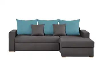 smart Ecksofa braun/petrol - Flachgewebe Anna