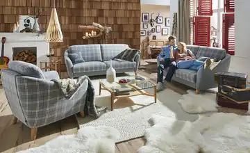 Sofa 3-sitzig grau - Webstoff Seefeld-Plus