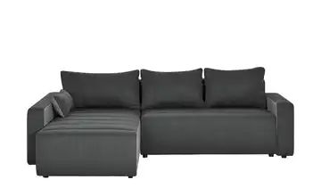 smart Ecksofa dunkelgrau - Flachgewebe Fanny