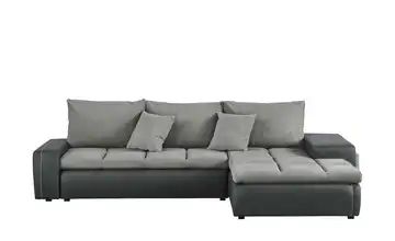 switch Ecksofa mit 2 Sitzhocker anthrazit/grau - Kunstleder/Mikrofaser Riva