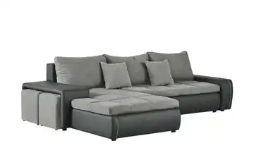 switch Ecksofa mit 2 Sitzhocker anthrazit/grau - Kunstleder/Mikrofaser Riva
