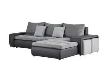 switch Ecksofa mit 2 Sitzhocker anthrazit/grau - Kunstleder/Mikrofaser Riva