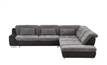 Ecksofa schwarz - Mikrofaser/Webstoff Sandra