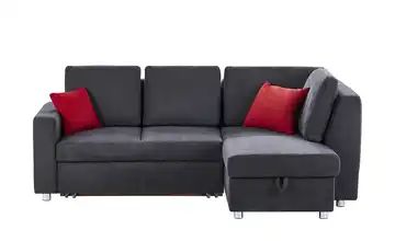 Ecksofa dunkelgrau - Flachgewebe Michaela