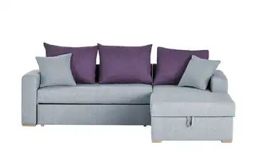 smart Ecksofa grau/lila - Flachgewebe Anna