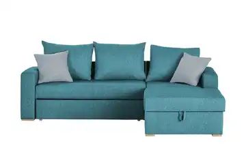 smart Ecksofa petrol - Flachgewebe Anna