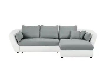 smart Ecksofa weiß/grau - Kunstleder/Flachgewebe Verona