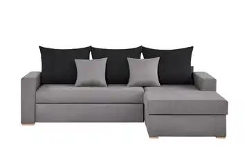 smart Ecksofa grau/schwarz - Flachgewebe Anna