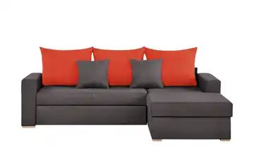 smart Ecksofa braun/orange - Flachgewebe Anna