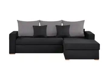 smart Ecksofa schwarz/grau - Flachgewebe Anna